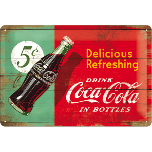 Coca cola 1950 beverage skylt 20x30cm -