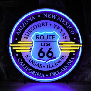 Neonskylt Route 66 All States med bakgrund - JOLINA HOLLAND