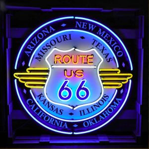 Neonskylt Route 66 All States med bakgrund XL - JOLINA HOLLAND