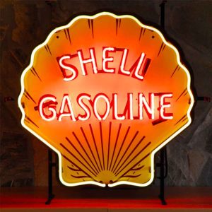 Neonskylt Shell Gasoline med bakgrund - JOLINA HOLLAND