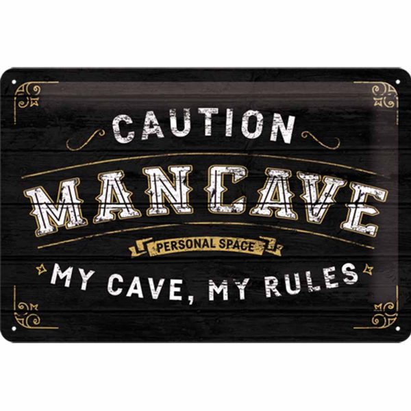 Plåtskylt Caution Mancave 20x30cm - OD PROFILE AB