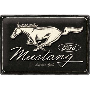 Plåtskylt Ford Mustang Horse logo black 20x30cm - OD PROFILE AB