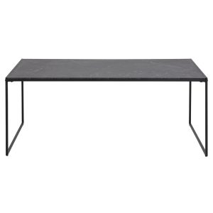 ACT NORDIC Infinity rektangul&auml;rt soffbord - svart melamin med marmortryck och svart metall - Act Nordic