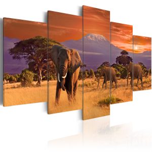 ARTGEIST Africa: Elefanter - Bild fr&aring;n den afrikanska savannen tryckt p&aring; duk - Flera storlekar 100x50 - Artgeist