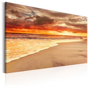ARTGEIST Beach: Beatiful Sunset II - Sunset on the beach tryckt p&aring; duk - Flera storlekar 120x80 - Artgeist