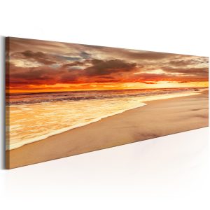 ARTGEIST Beach: Beautiful Sunset - Sunset on the beach tryckt p&aring; duk - Flera storlekar 120x40 - Artgeist