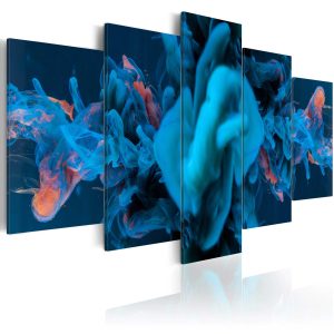 ARTGEIST Beneath the Blue - Abstrakt bild i bl&aring; nyanser tryckt p&aring; duk - Flera storlekar 100x50 - Artgeist