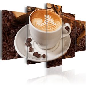 ARTGEIST Coffee in the morning - Bild p&aring; en kopp kaffe tryckt p&aring; duk - Flera storlekar 100x50 - Artgeist