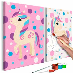 ARTGEIST DIY Unicorns Pastel Colours m&aring;lning - vit canvas