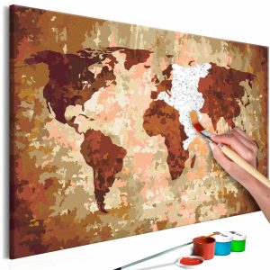 ARTGEIST DIY v&auml;rldskarta Earth Colors m&aring;lning - vit duk