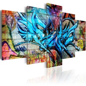 ARTGEIST - Graffiti / stadskonstbild i m&aring;nga nyanser tryckt p&aring; duk - Flera storlekar 100x50 - Artgeist