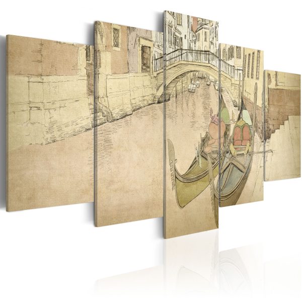 ARTGEIST - Konstn&auml;rligt ritad bild fr&aring;n Venedigs kanaler tryckt p&aring; duk - Flera storlekar 100x50 - Artgeist