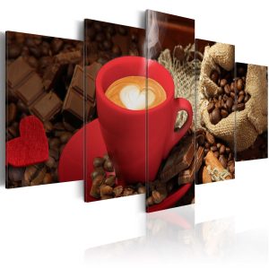 ARTGEIST Love espresso - Bild p&aring; espresso med hj&auml;rta i skum tryckt p&aring; duk - Flera storlekar 100x50 - Artgeist
