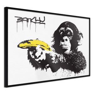 ARTGEIST PLAKAT - Banksy: Banana Gun I 60x40 Svart med passepartout - Artgeist