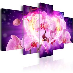 ARTGEIST Powerful love - Bild av orkid&eacute; med plasmaeffekt tryckt p&aring; duk - Flera storlekar 100x50 - Artgeist