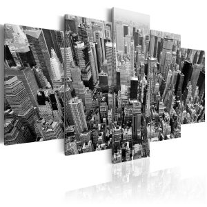 ARTGEIST Skyscrapers in New York - Svartvit bild av New York tryckt p&aring; duk - Flera storlekar 100x50 - Artgeist