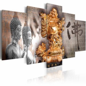 ARTGEIST Smile to Buddha! - Zen-bild av leende Buddha tryckt p&aring; duk - Flera storlekar 100x50 - Artgeist