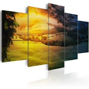 ARTGEIST - Vacker bild av landskap med dag/natt effekt tryckt p&aring; duk - Flera storlekar 200x100 - Artgeist
