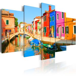 ARTGEIST Waterfront in rainbow colors - F&auml;rgglada fasader tryckta p&aring; duk - Flera storlekar 100x50 - Artgeist