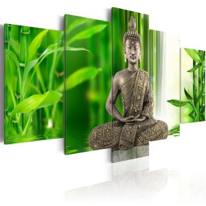 ARTGEIST - Zen bild av Buddha som mediterar tryckt p&aring; duk - Flera storlekar 100x50 - Artgeist