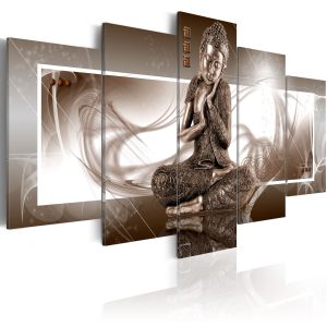ARTGEIST - Zenbild av mediterande Buddha i brons tryckt p&aring; duk - Flera storlekar 100x50 - Artgeist