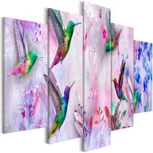 ARTGEIST bild tryckt p&aring; duk - Colourful Hummingbirds Violet