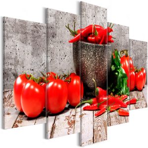 ARTGEIST bild tryckt p&aring; duk - Red Vegetables Concrete