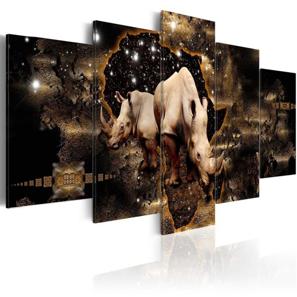 Artgeist bild - Golden Rhino p&aring; duk