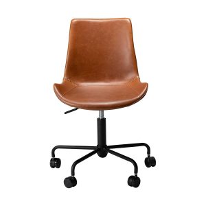 DAN-FORM Hype kontorsstol - vintage ljusbrunt konstl&auml;der och svart st&aring;l - Dan-Form