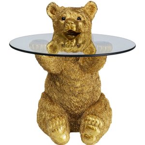 KARE DESIGN Animal Bear Gold sidobord - klart glas och guld polyresin - Kare Design