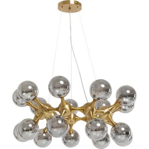 KARE DESIGN Atomic Balls taklampa - silverglas och m&auml;ssingsst&aring;l - Kare Design