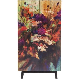KARE DESIGN Fleur Cabinet - Mangotr&auml; med Flerf&auml;rgat Blommotiv