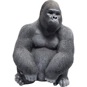 KARE DESIGN Monkey Gorilla sidoskulptur - svart/gr&aring; polyresin - Kare Design