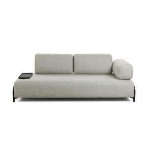 LAFORMA Compo 3-sits Soffa med Liten Bricka - Beige Tyg och Metall - Laforma