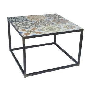 SPINDER DESIGN fyrkantigt Ibiza Blacksmith soffbord - flerf&auml;rgad keramik och st&aring;l - Spinder Design