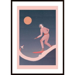Surfing On The Moon Poster - Hambedo