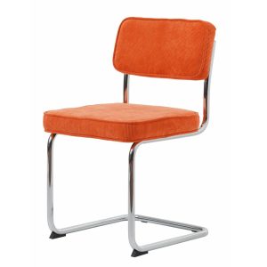 UNIQUE FURNITURE Rupert Matstol - Orange Cordoroy Polyester Sammet och Krom Metall - Unique Furniture